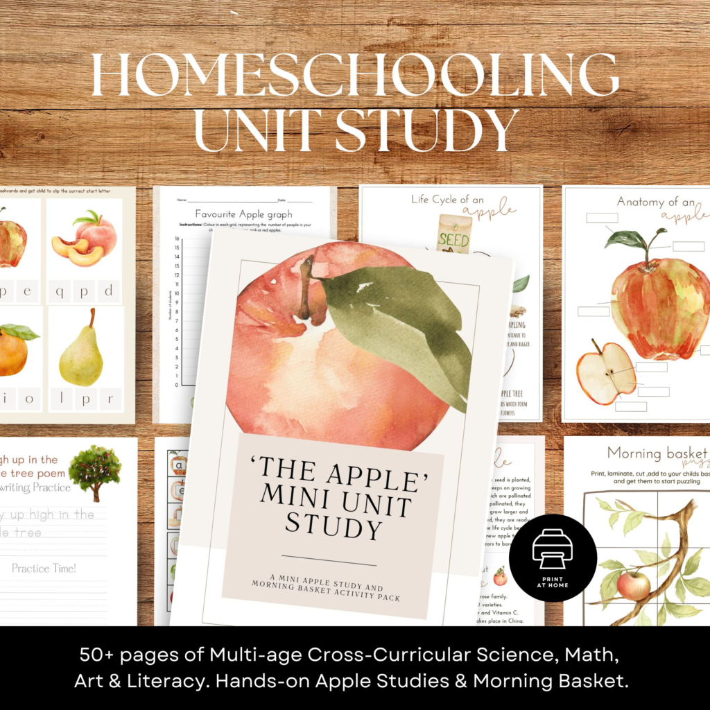 apple unit study homeschool pdf printable resource